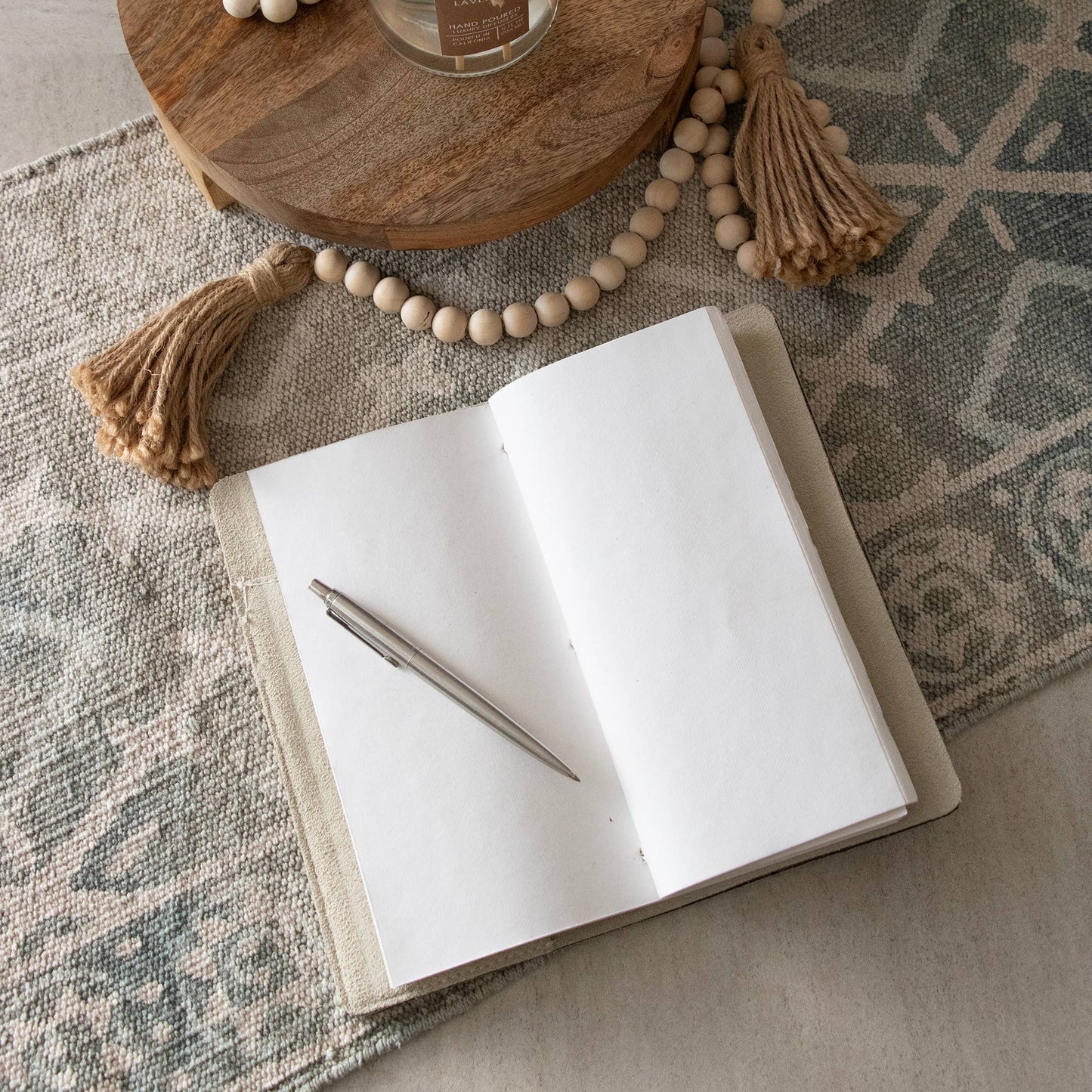 Andaluca - Parchment Color Suede Journal W/ Cotton Paper:  Small