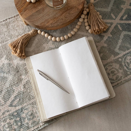 Andaluca - Parchment Color Suede Journal W/ Cotton Paper:  Small