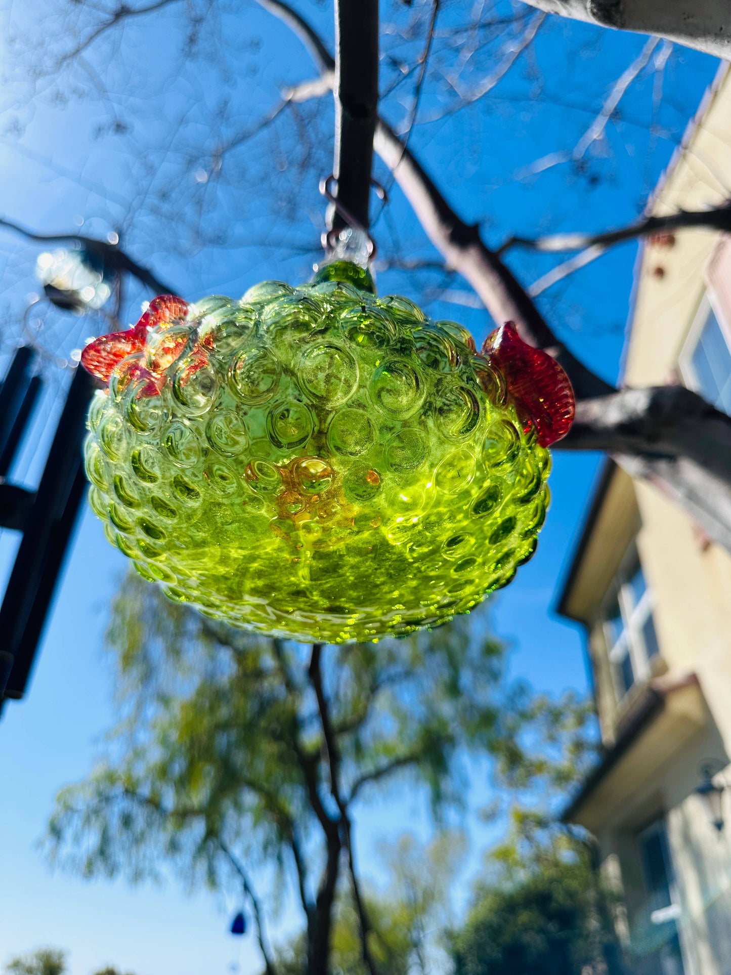 Artisanal Glass Hummingbird Feeder