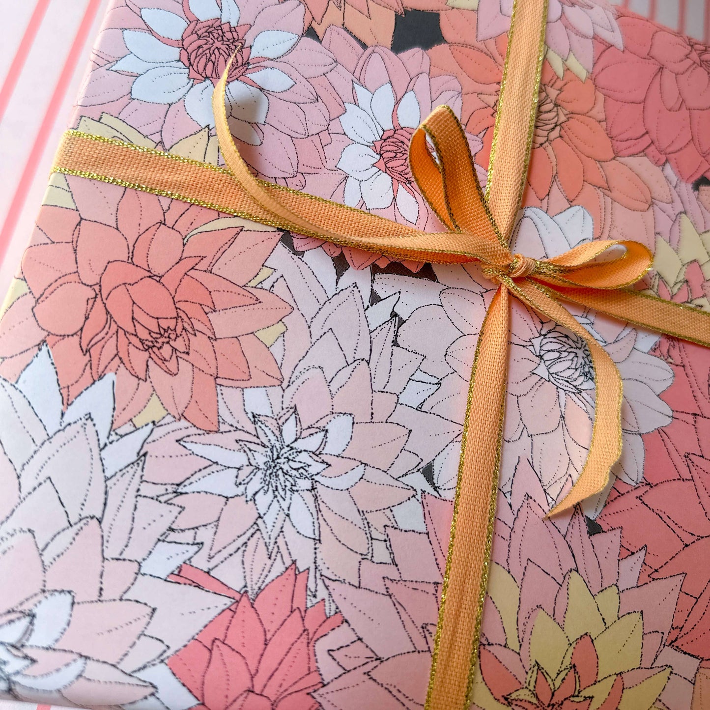 Ballard & Prescott - Dahlias in Pink Wrapping Paper: Single Sheets (Case of 3 Sheets)