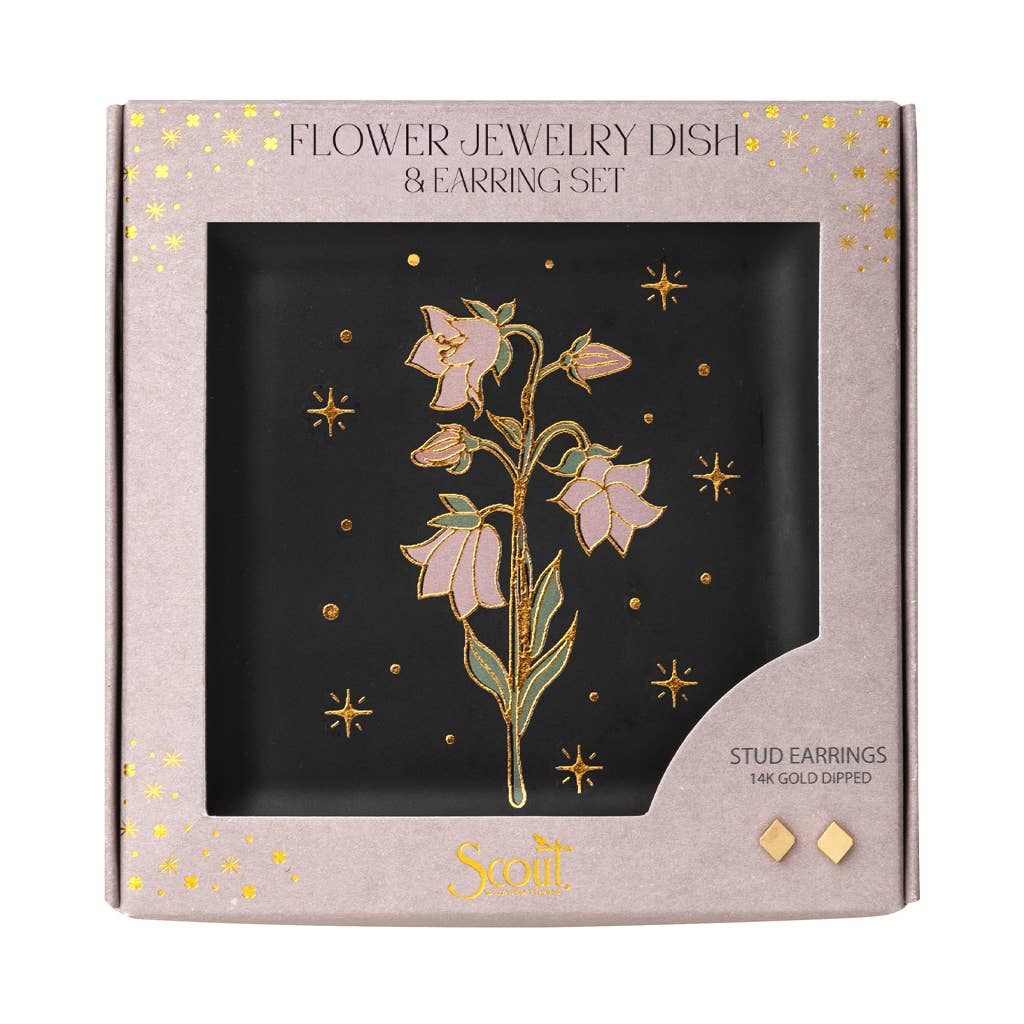 Scout Curated Wears - Jewelry Dish & Stud Earring Set - Flower/Black
