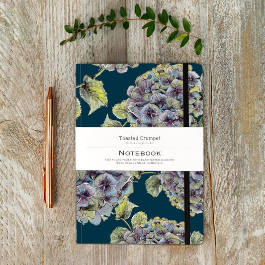 Toasted Crumpet - Hydrangea Noir A5 Lined Notebook