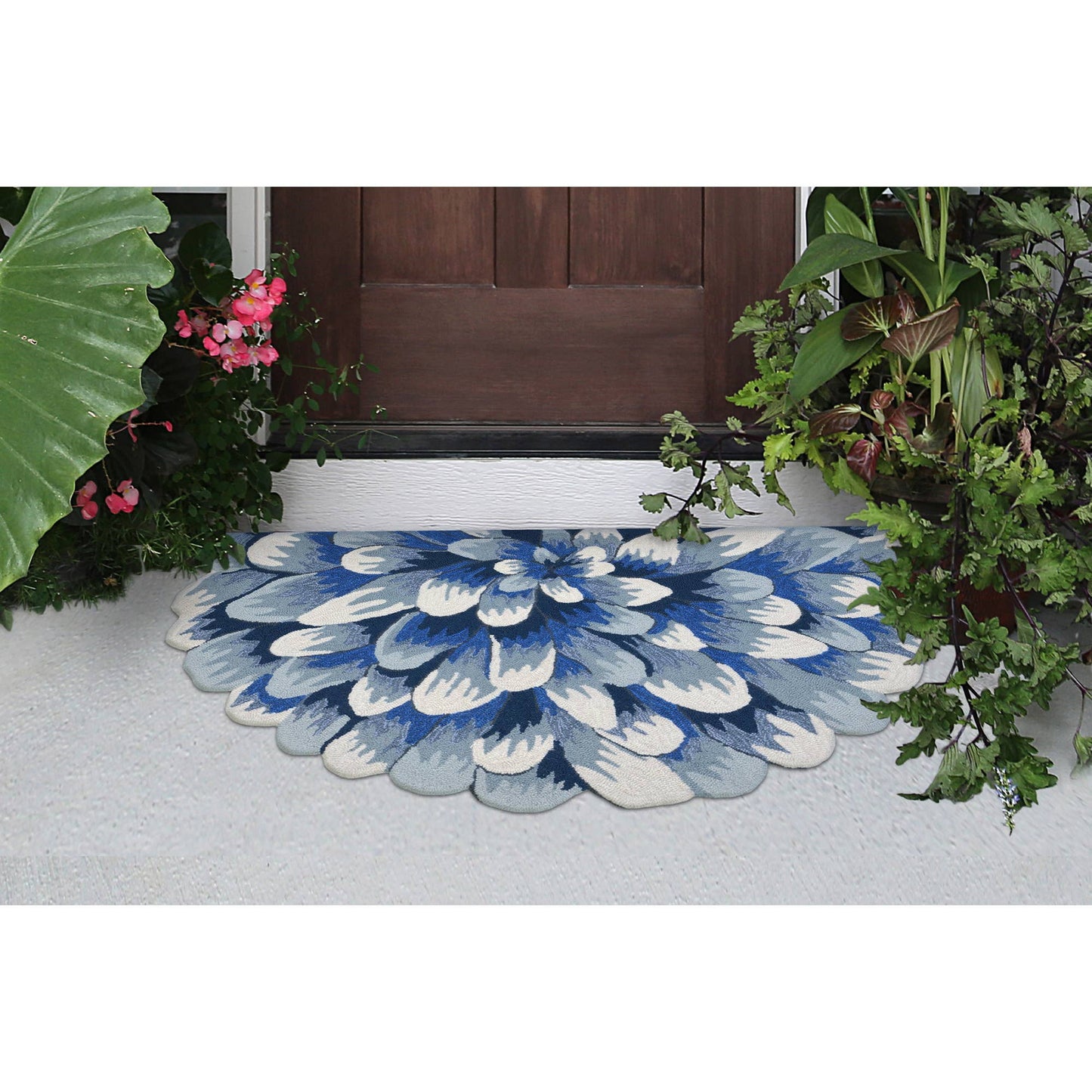 Liora Manne - Frontporch Mum Indoor/Outdoor Rug: Blue / 2' x 3' / Polyester; Acrylic