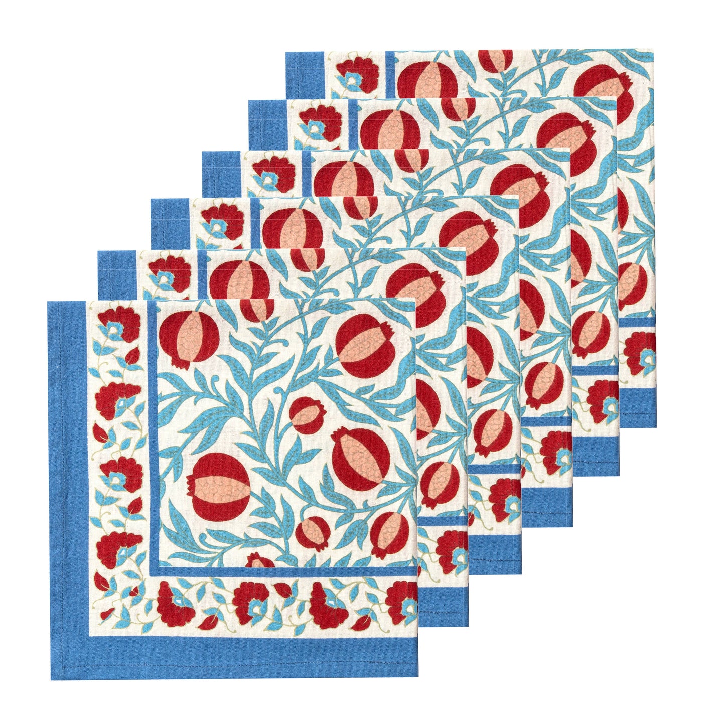 Couleur Nature - Grenadine Blue & Red Napkins 19x19 - Set of 6