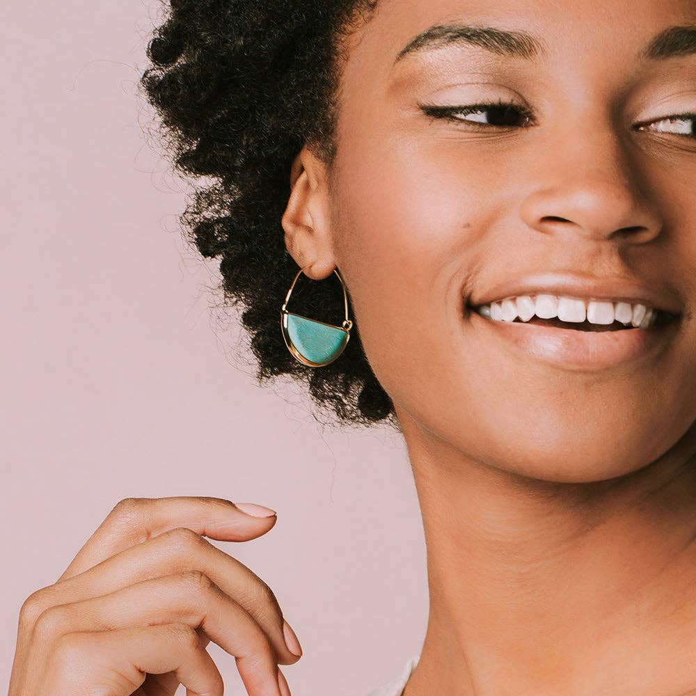 Scout Curated Wears - Stone Prism Hoop - Rose Quartz/Gold