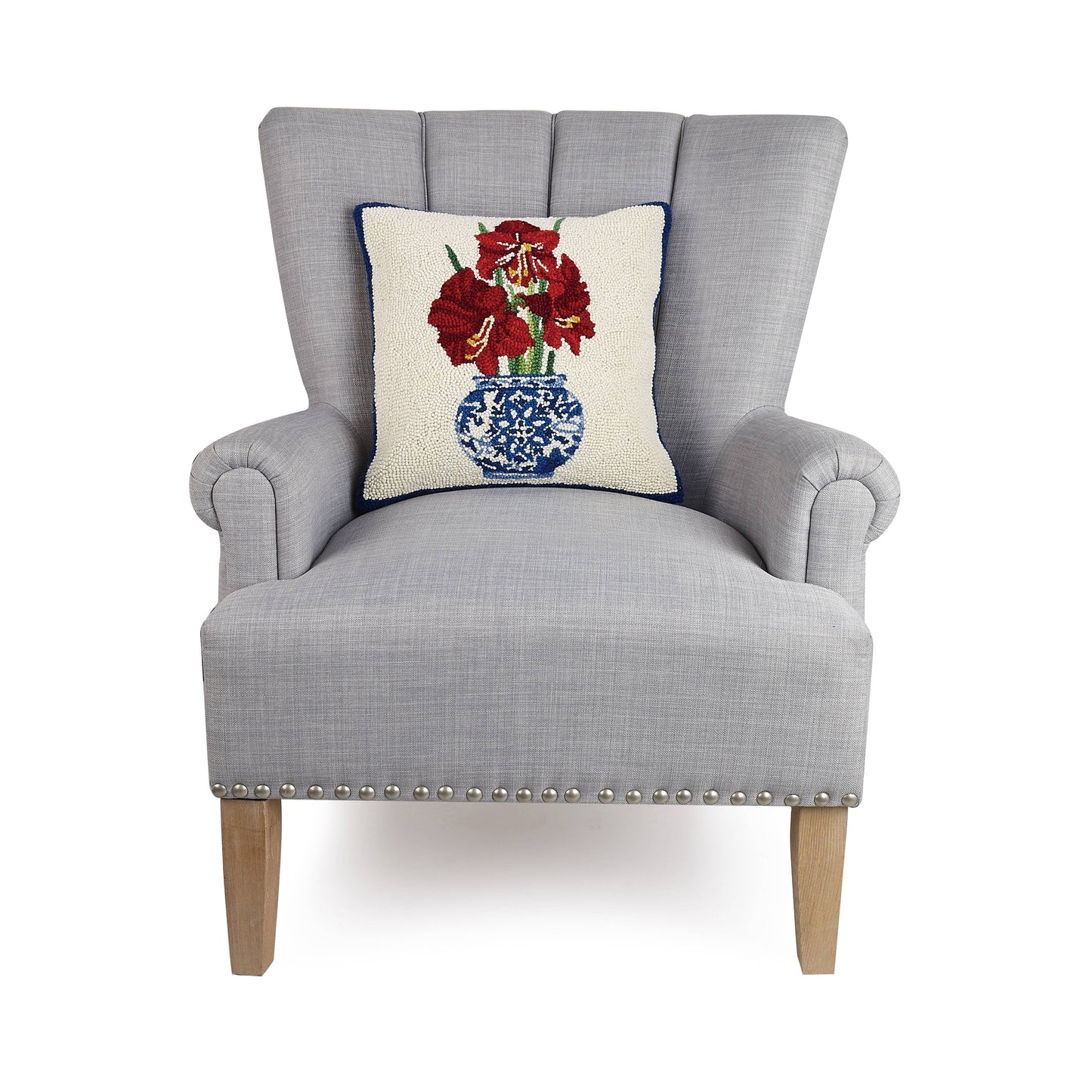 Holiday Chinoiserie Amaryllis Hook Pillow