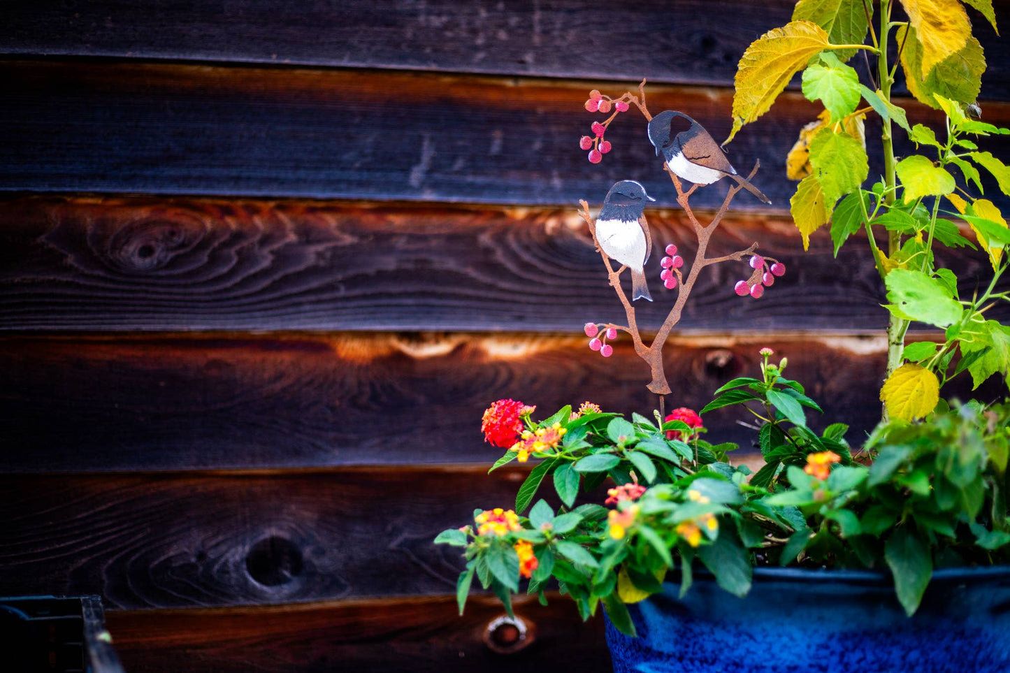Elegant Garden Design - Chickadees & Berries Pick -Painted