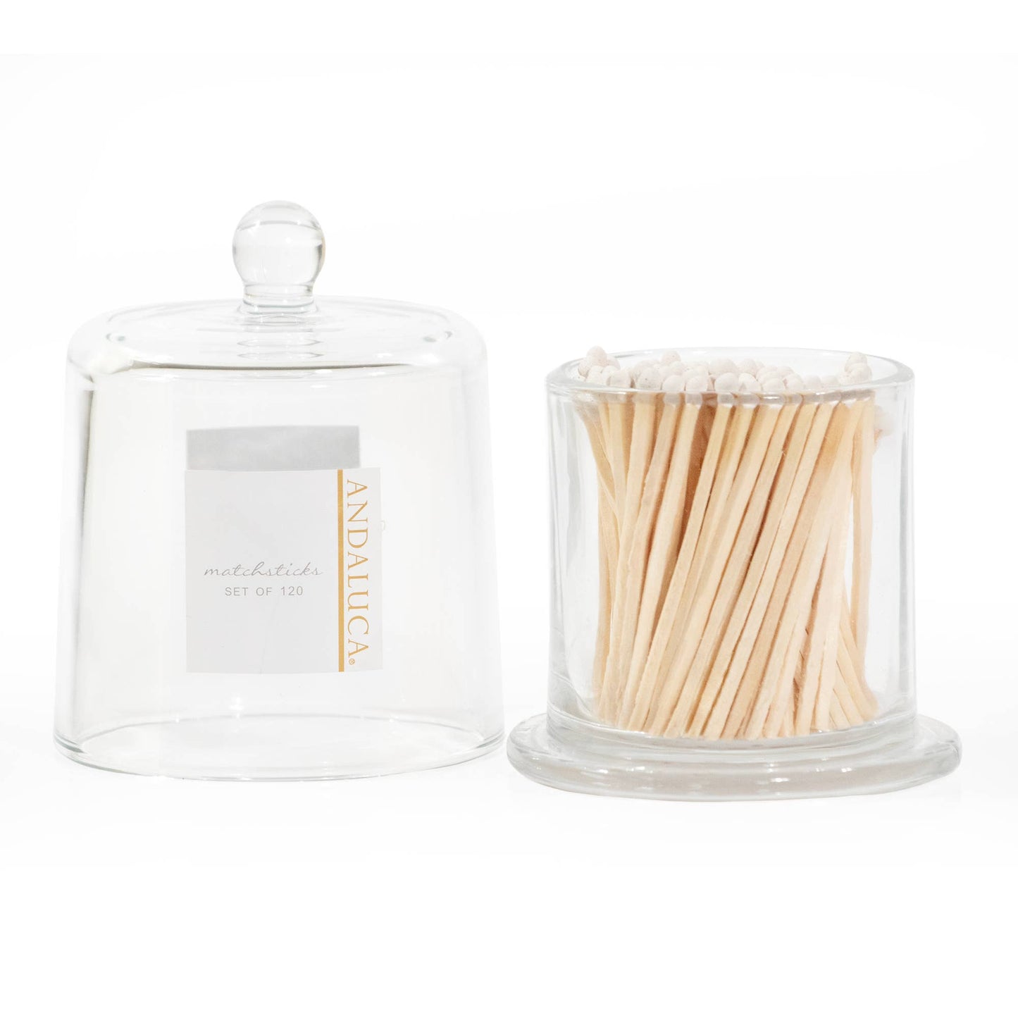 Andaluca - Glass Jar with Lid & 120 Wooden White Matches