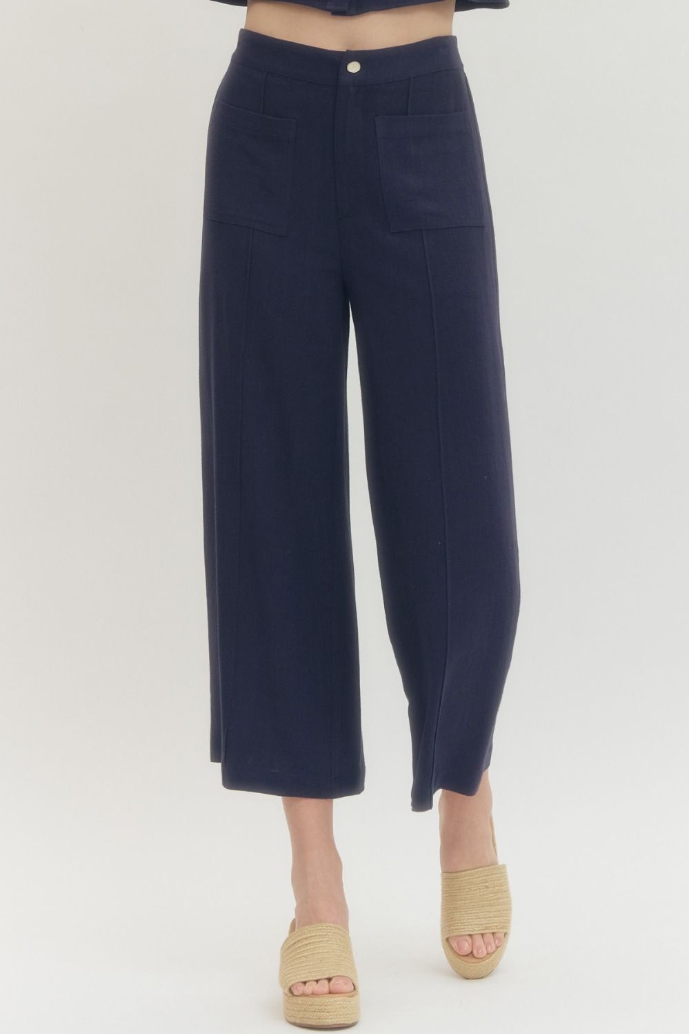 Elaine Navy Crop Pants