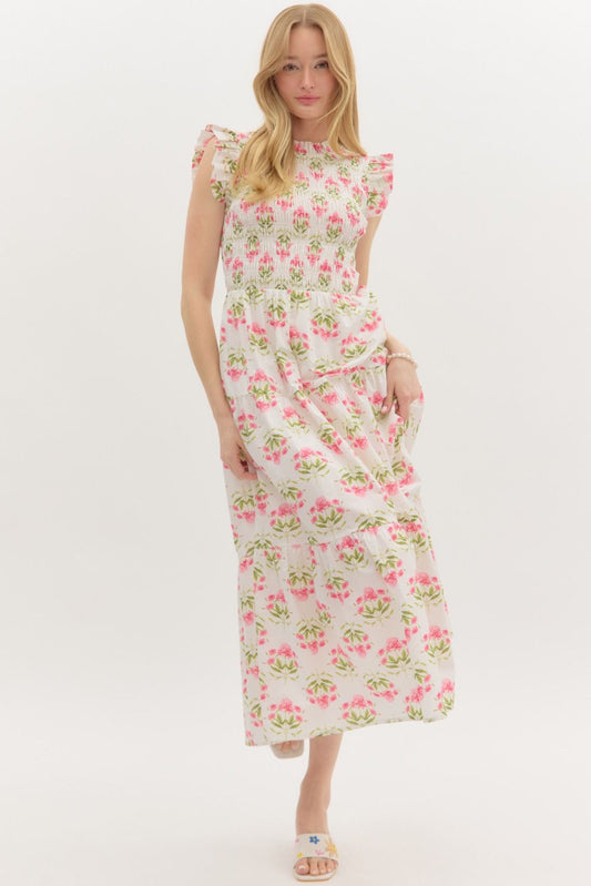 Lamar Pink Floral Dress
