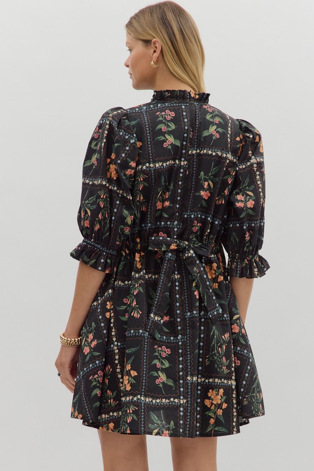 Rosemary Floral Grid Dress