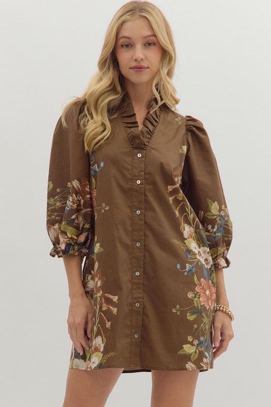 Clem Chocolate Floral Dress