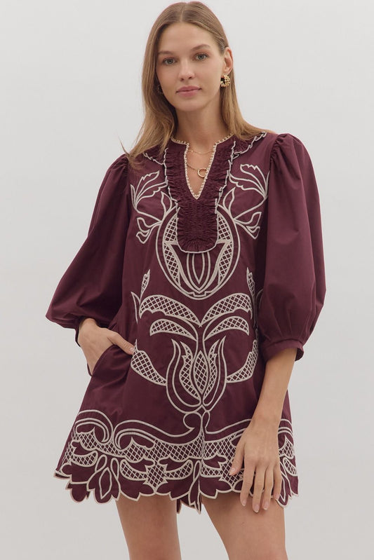 Genevive Merlot Dress
