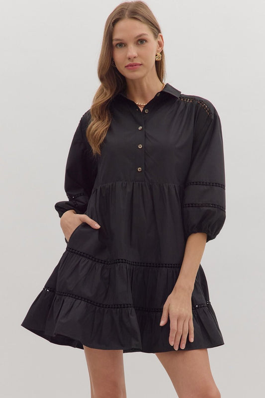 Camila 3/4 Sleeve Dress Black