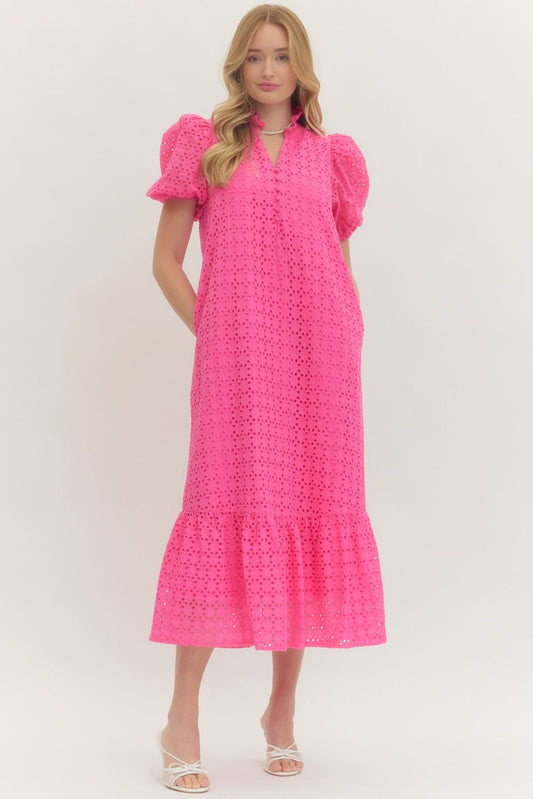 Lizzie Puff-sleeve Midi Dress