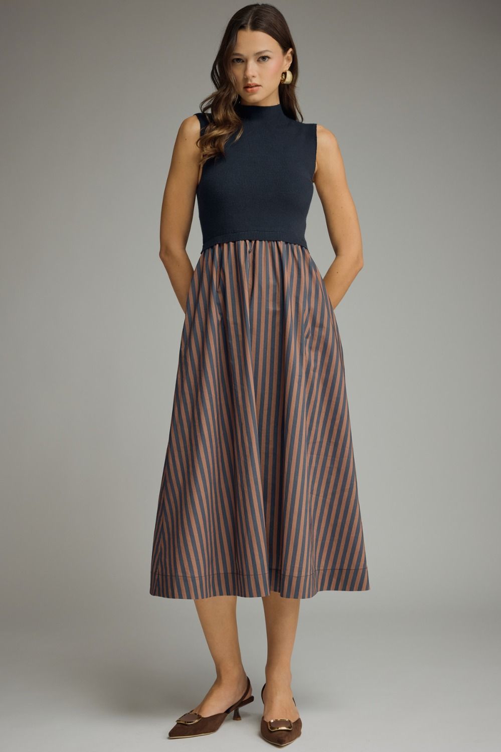 Sophie Mock Neck Midi Dress - 9