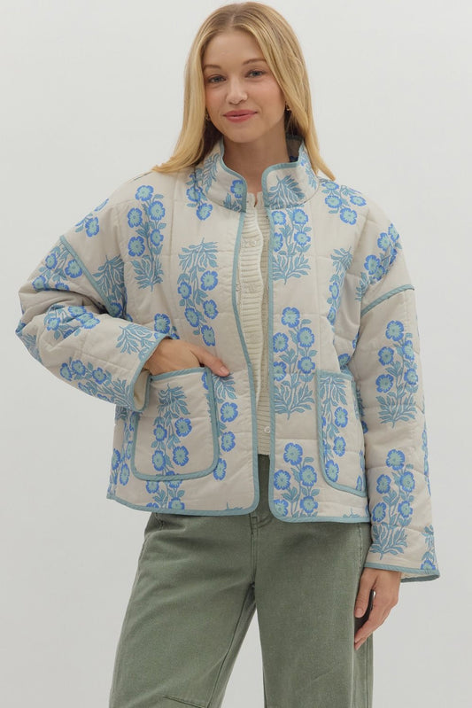 Annette Blue & White Quilted Jacket