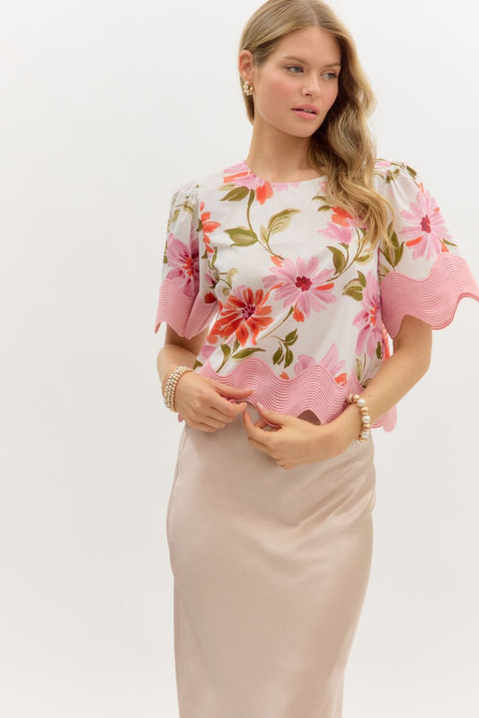 Arabella Blush Floral Print Top
