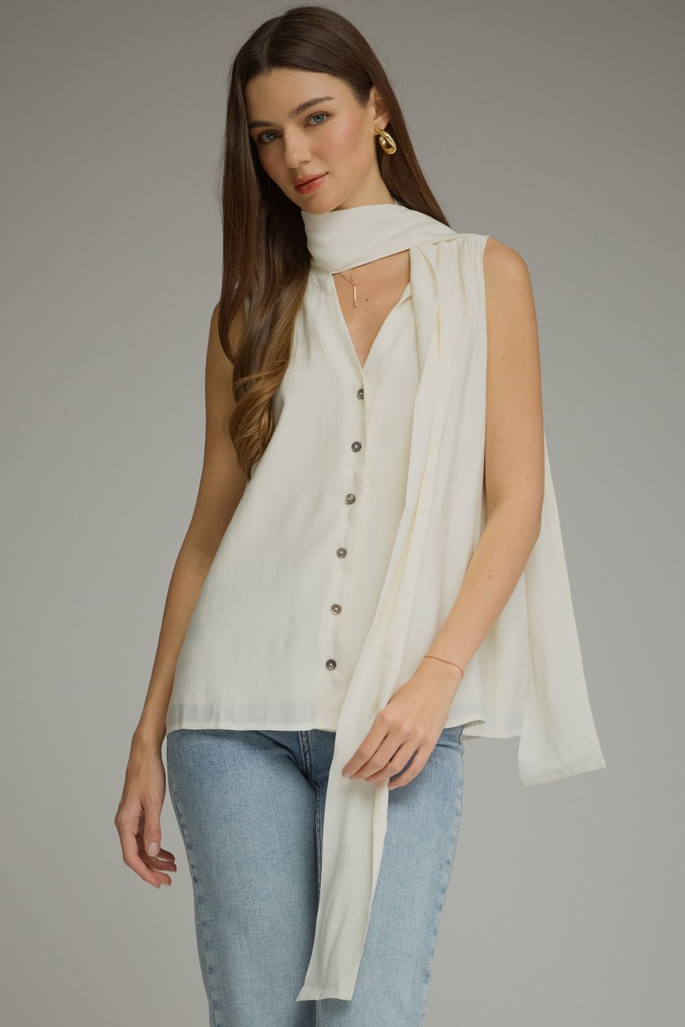 Stevie Sleeveless Top w/self-tie neck - 8
