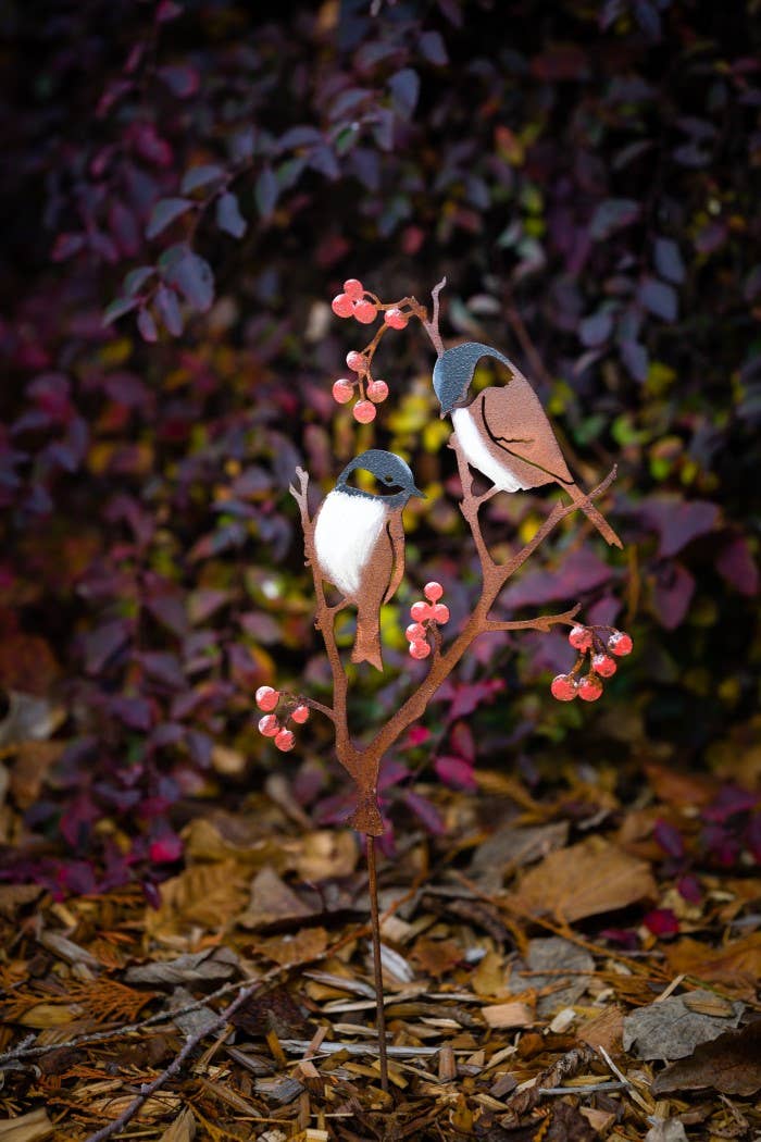 Elegant Garden Design - Chickadees & Berries Pick -Painted