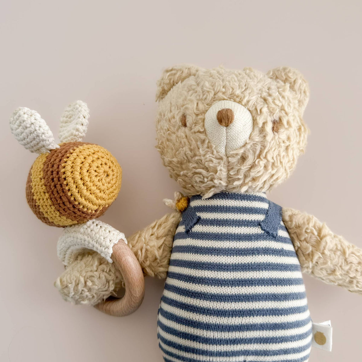 The Blueberry Hill - Teether Bee Cotton Crochet Rattle Spring Summer Baby Toy