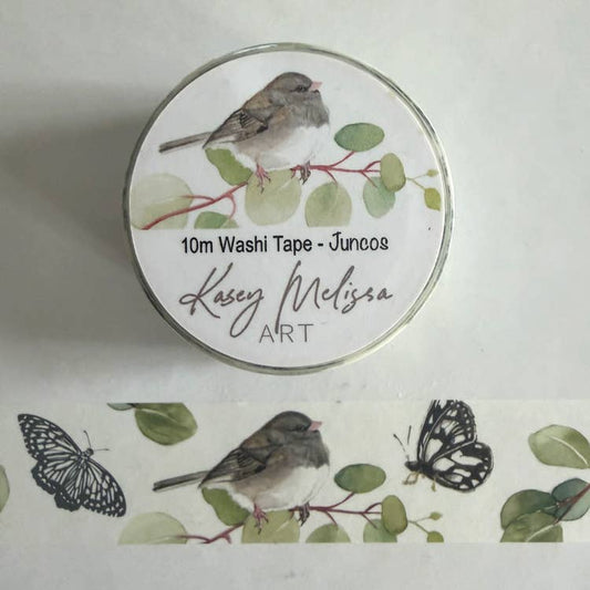 Kasey Melissa Art - Washi Tape / Junco Birds and Butterflies
