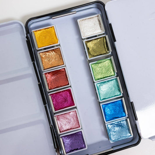bailey rae studio - 12 Color Travel Metallic Watercolor Paint Palette