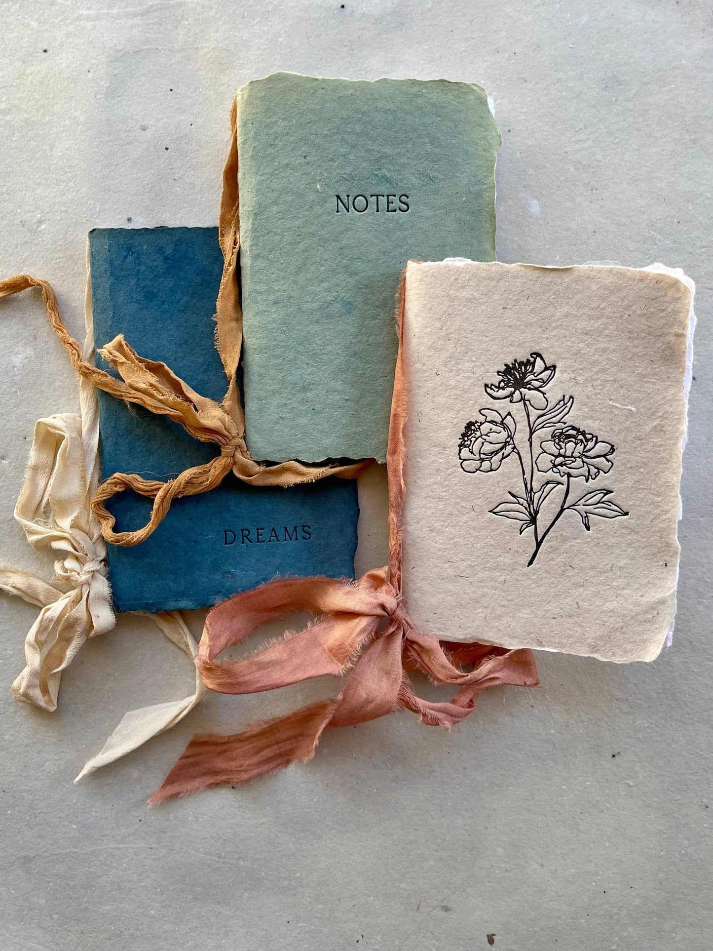 farmette - Notebooks - I: Dreams - indigo paper with soft cloud ribbon