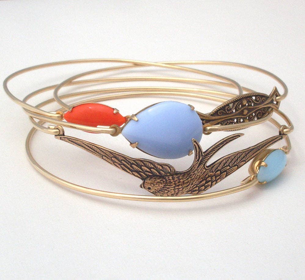 Frosted Willow - Free as a Bird Stacking Bangle Bracelet Set