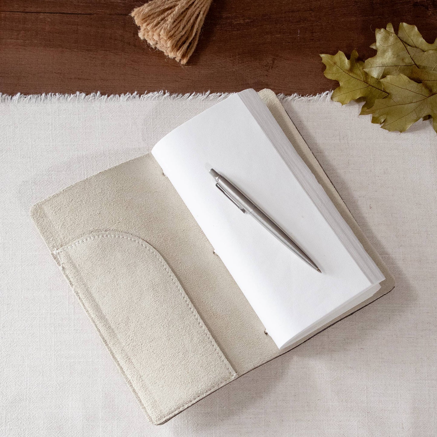 Andaluca - Parchment Color Suede Journal W/ Cotton Paper:  Small