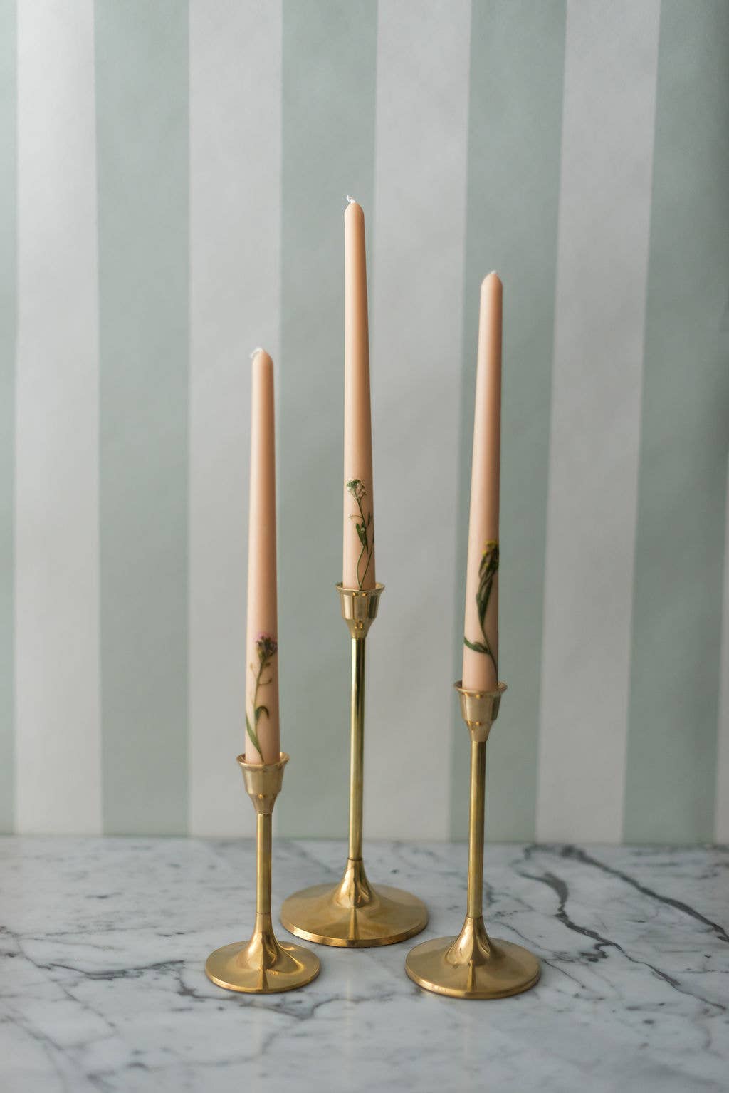 Galley and Fen - Floral Inlaid Tapered Candles - Set of 3