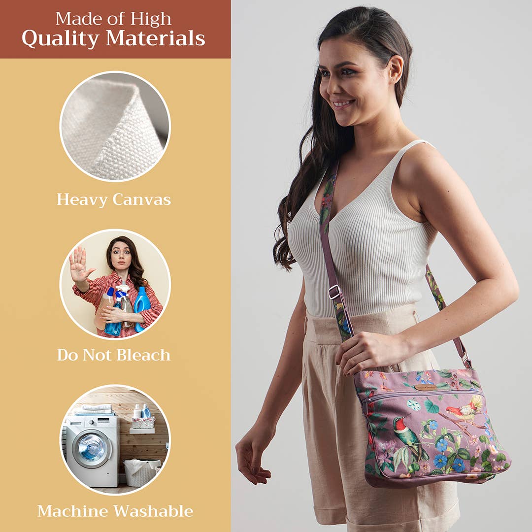 Maison d'Hermine - Design in Every Thread - Crossbody Bag 100% Cotton Sling Bag for Women - Eden -Violet