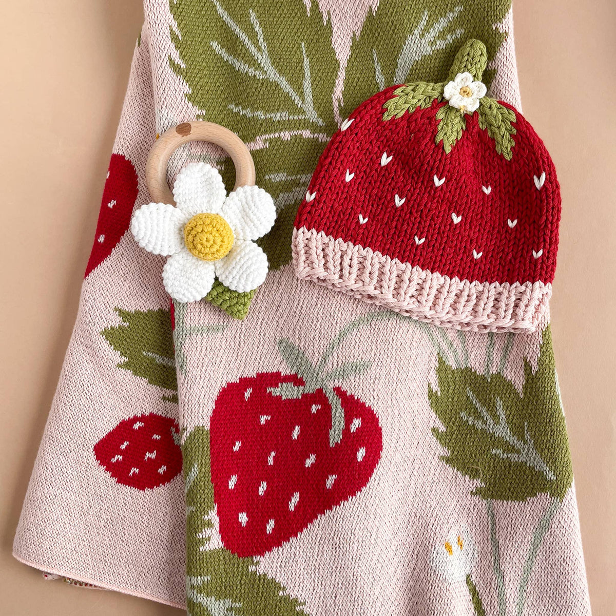 The Blueberry Hill - Blanket Strawberry Bunny Organic Baby Decor Summer Gift