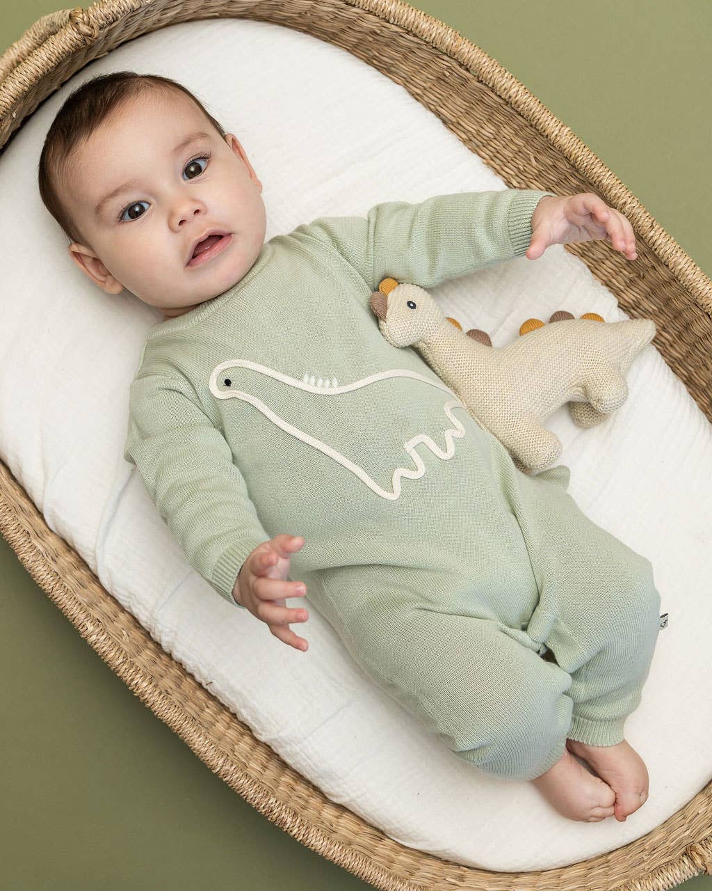 Viverano Organics - Dino Embroidered Baby Knit Jumpsuit (Organic Cotton)