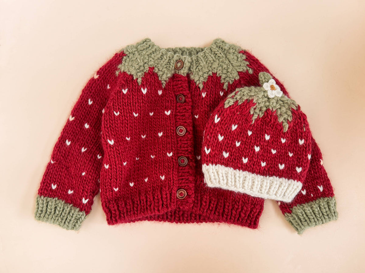 The Blueberry Hill - Strawberry Cardigan Baby Kids Sweater Winter Girls Clothing