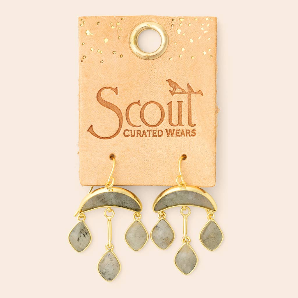 Scout Curated Wears - Stone Crescent Drop Earring - Labradorite/Gold
