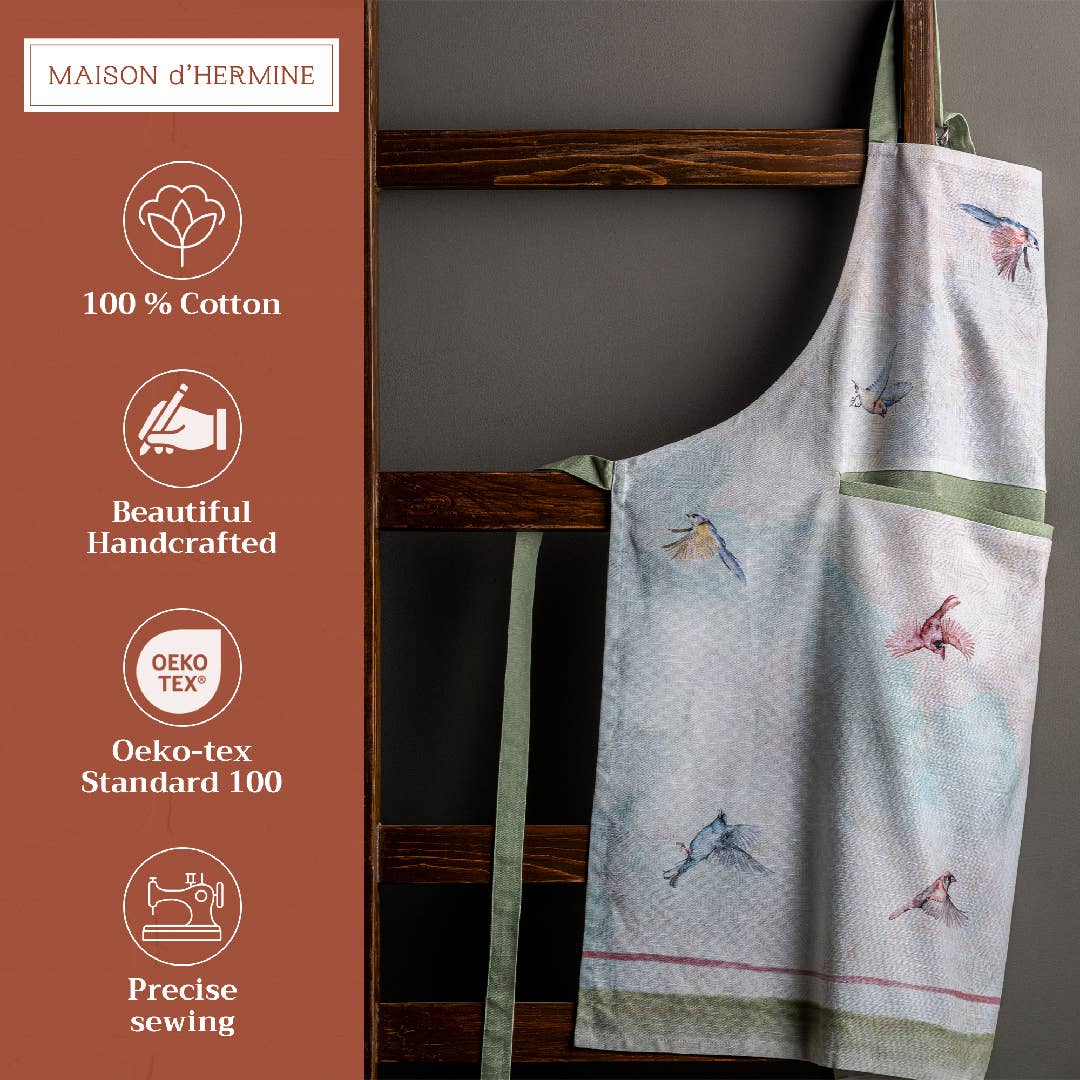 Maison d'Hermine - Design in Every Thread - Apron 100% Cotton - Spring/Summer - Flying Birds