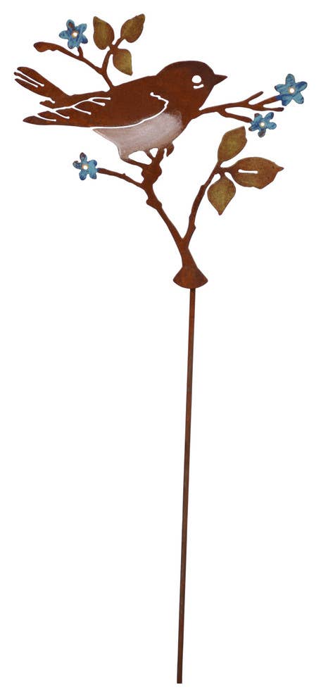 Elegant Garden Design - Warbler with Flower Pick -Painted