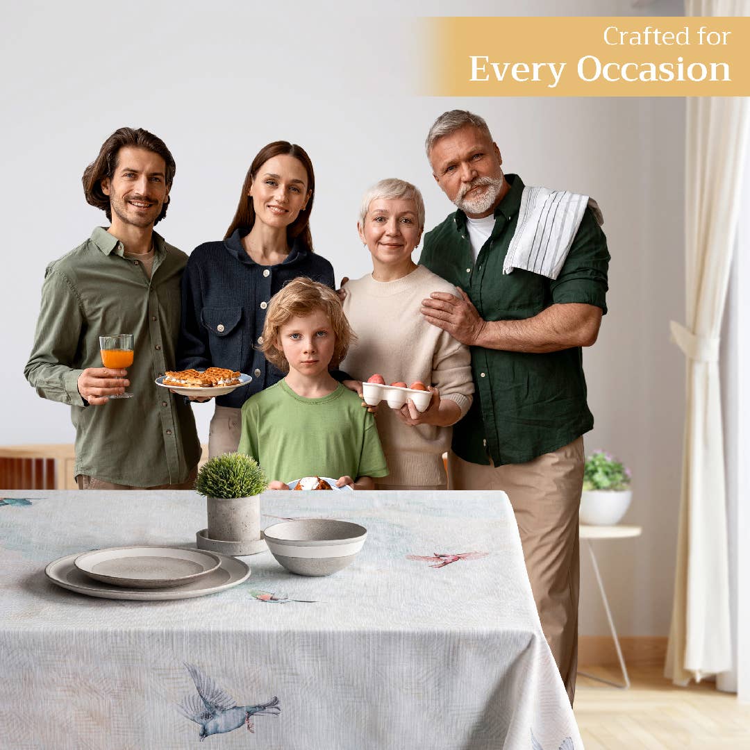 Maison d'Hermine - Design in Every Thread - Tablecloths 100% Cotton - 3 Shapes - Flying Birds
