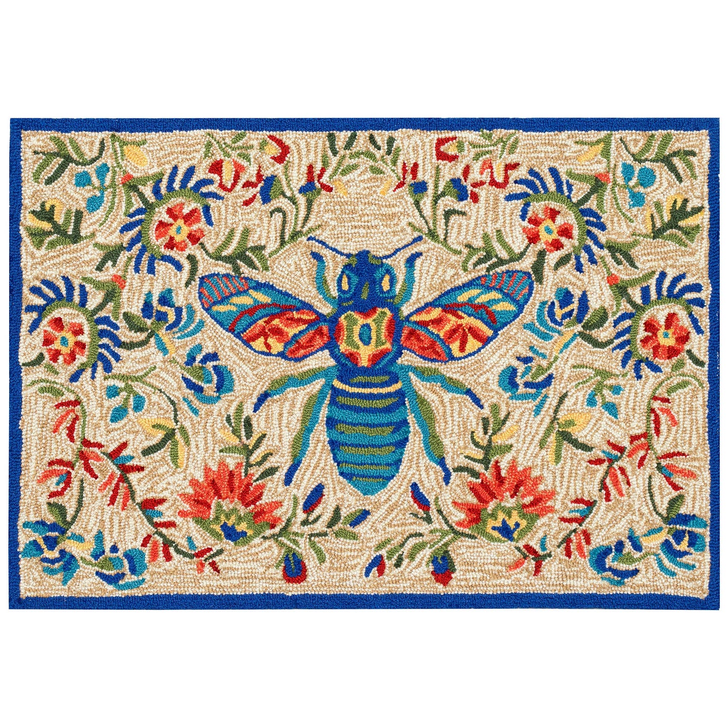 Liora Manne - Frontporch Flora Bee Indoor/Outdoor Rug Multi/Natural: Multi/natural / 1'8" x 2'6" / Polyester; Acrylic