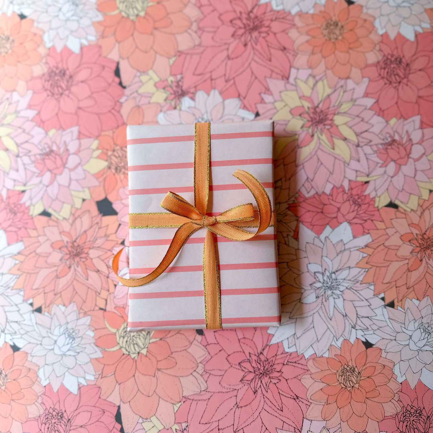 Ballard & Prescott - Dahlias in Pink Wrapping Paper: Single Sheets (Case of 3 Sheets)