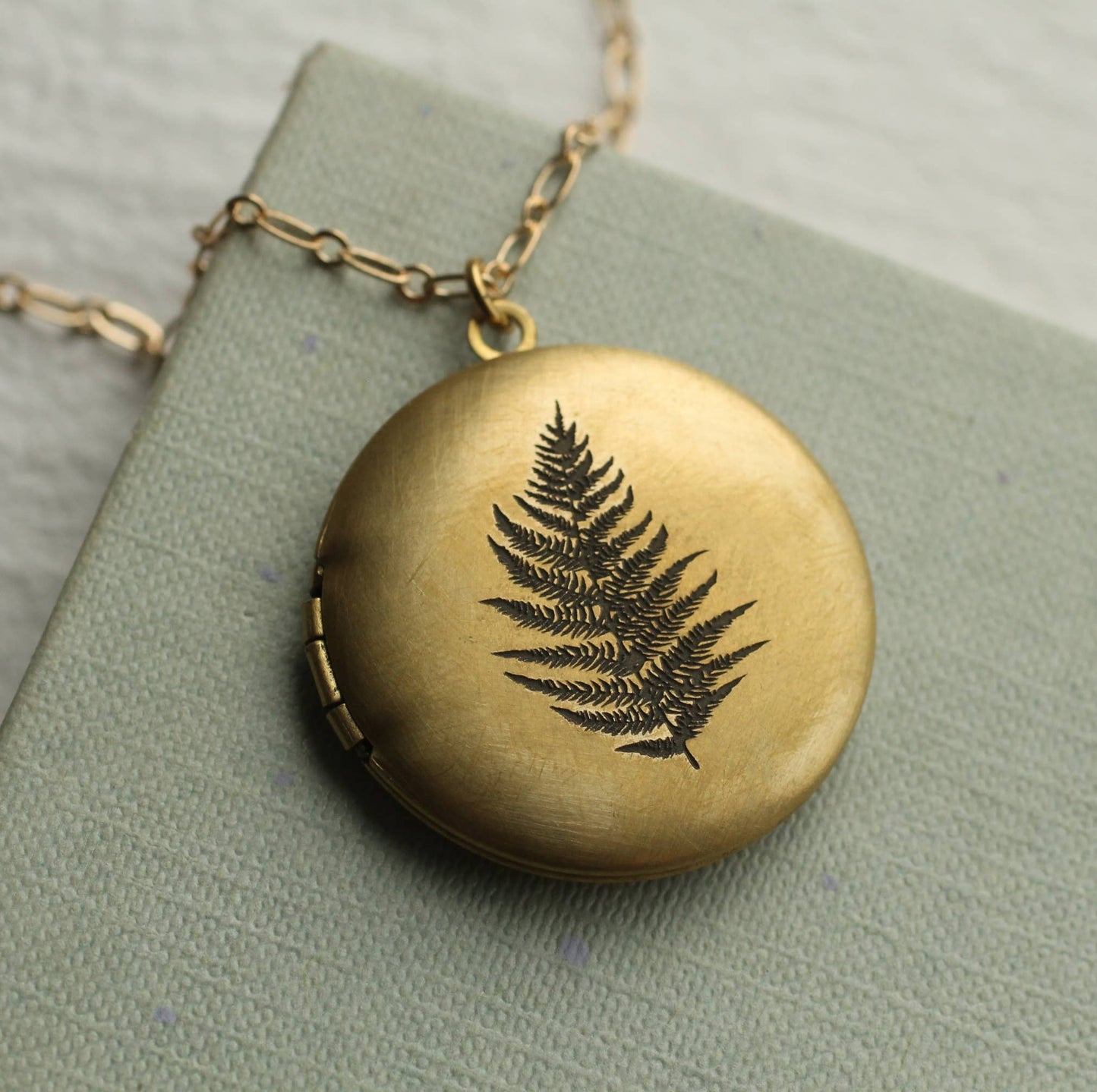 Silk Purse, Sow's Ear - Engraved Fern Locket: 18"