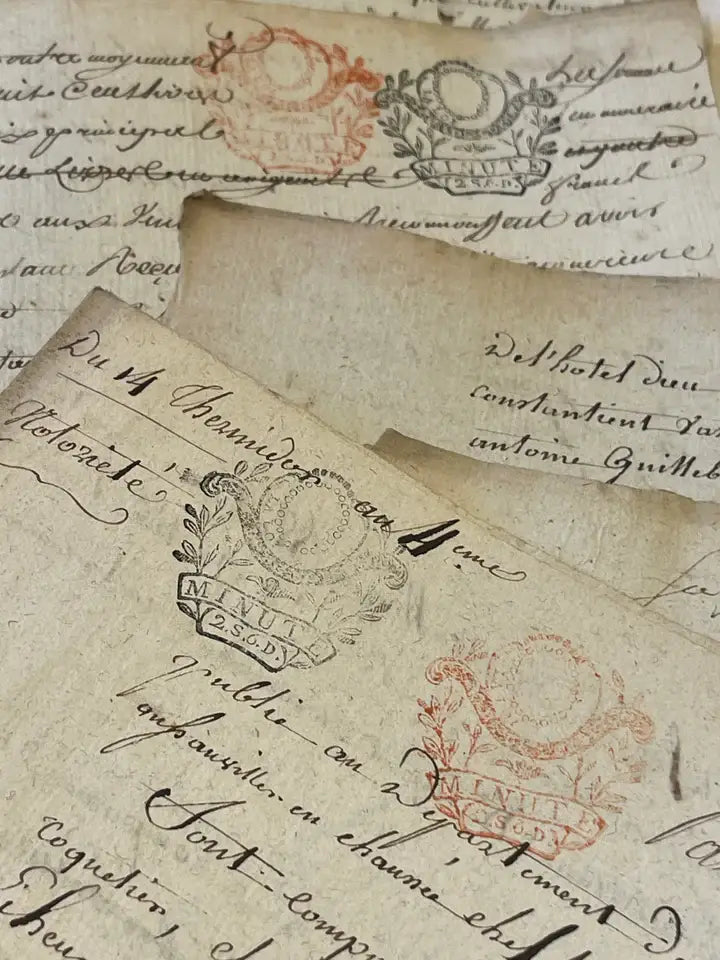 Monahan Papers - 1700s Double Red and Black Stamped Antique French Document