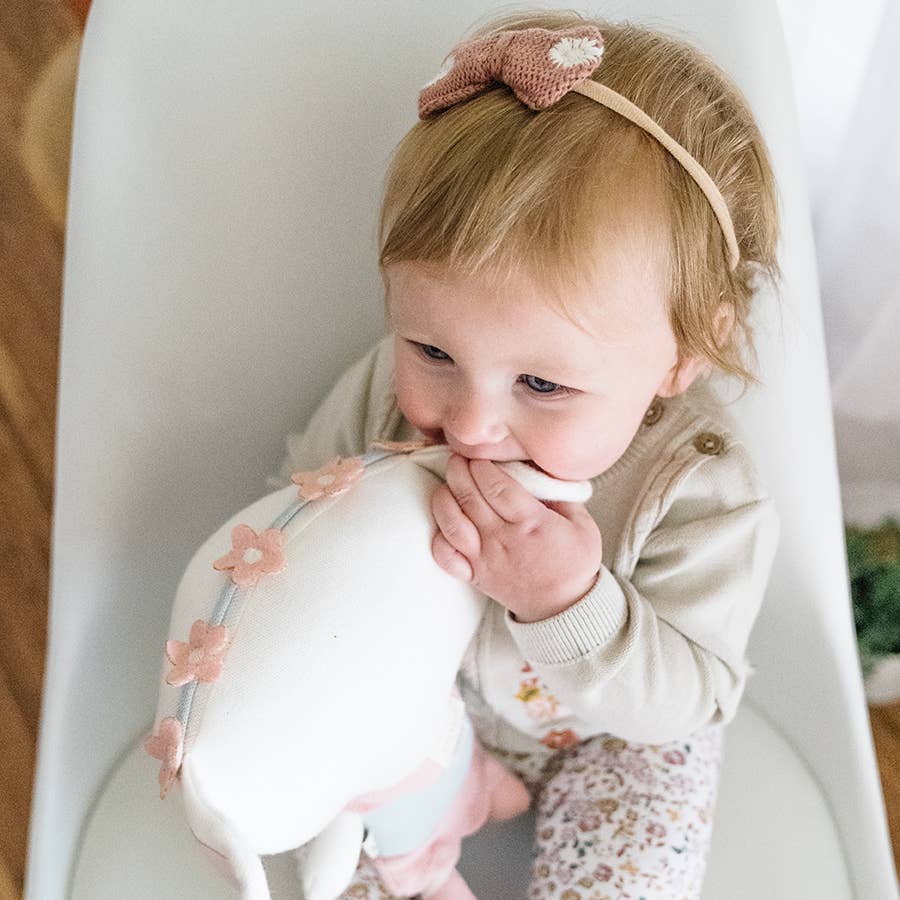 Viverano Organics - Embroidered Knit Bow Baby Headband (Organic Cotton)