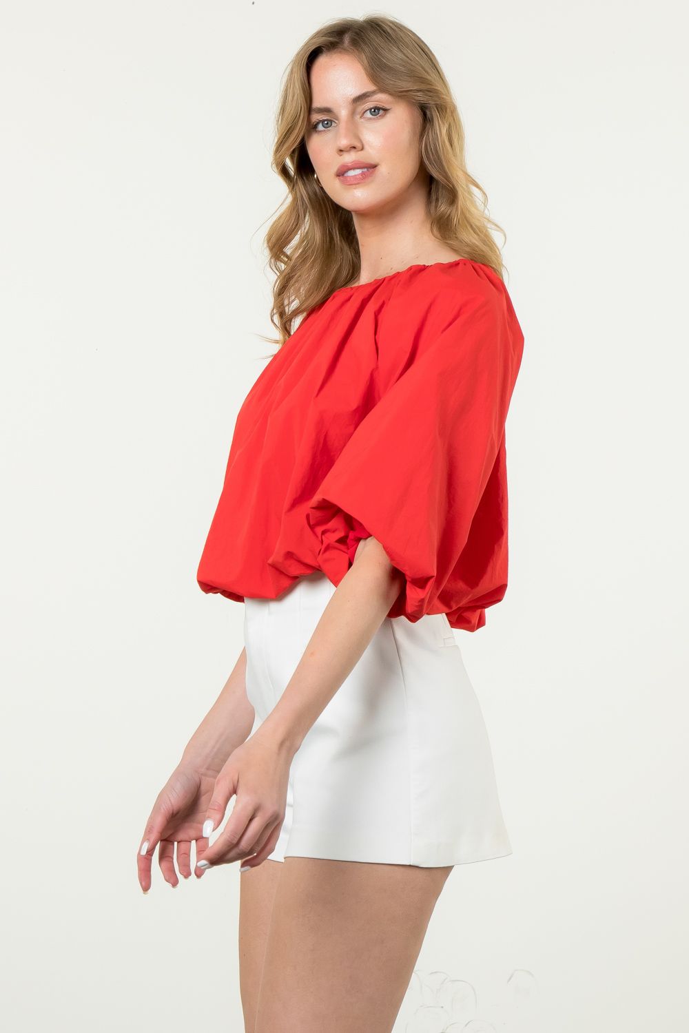 Puff Sleeve Poplin Top