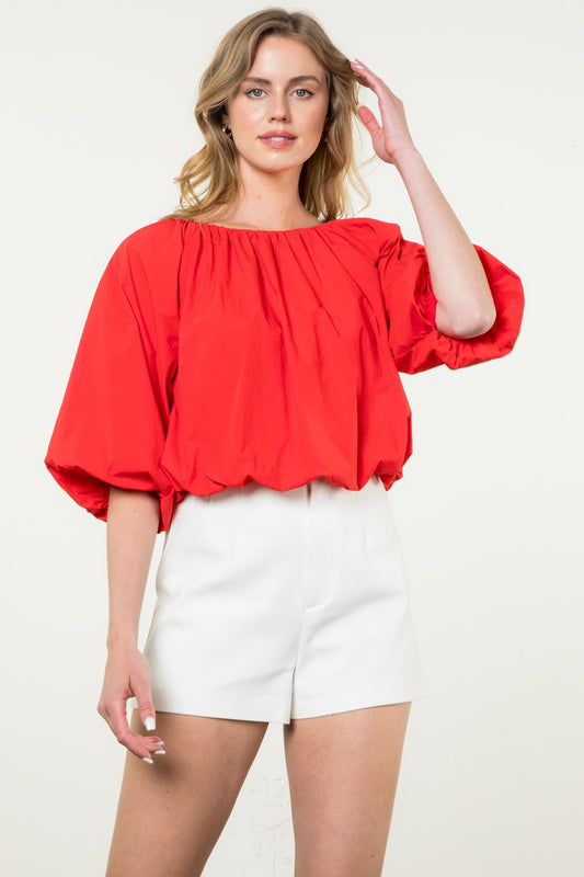 Puff Sleeve Poplin Top