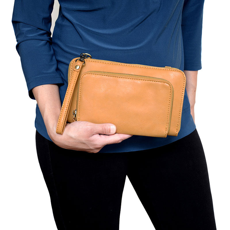 Brushed Mini Convertible Zip Around Wristlet
