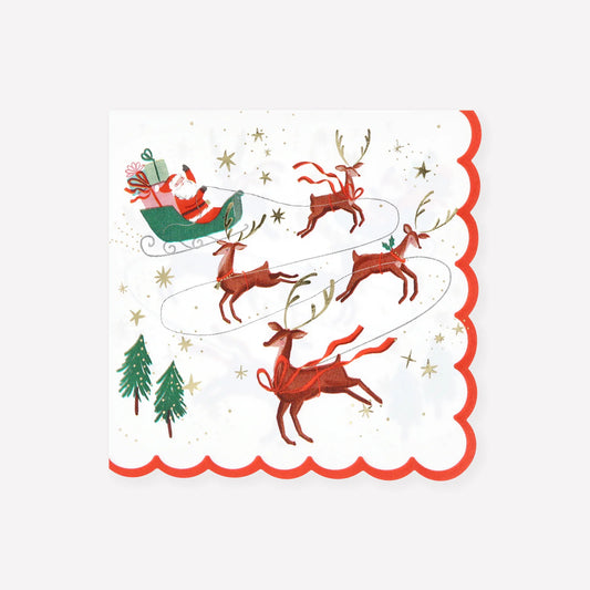Santa Sleigh & Reindeer Large Napkins