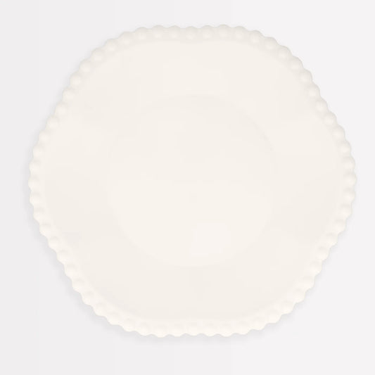 Cream Dot Edged Flower Compostable Dinner Plates (x 8)