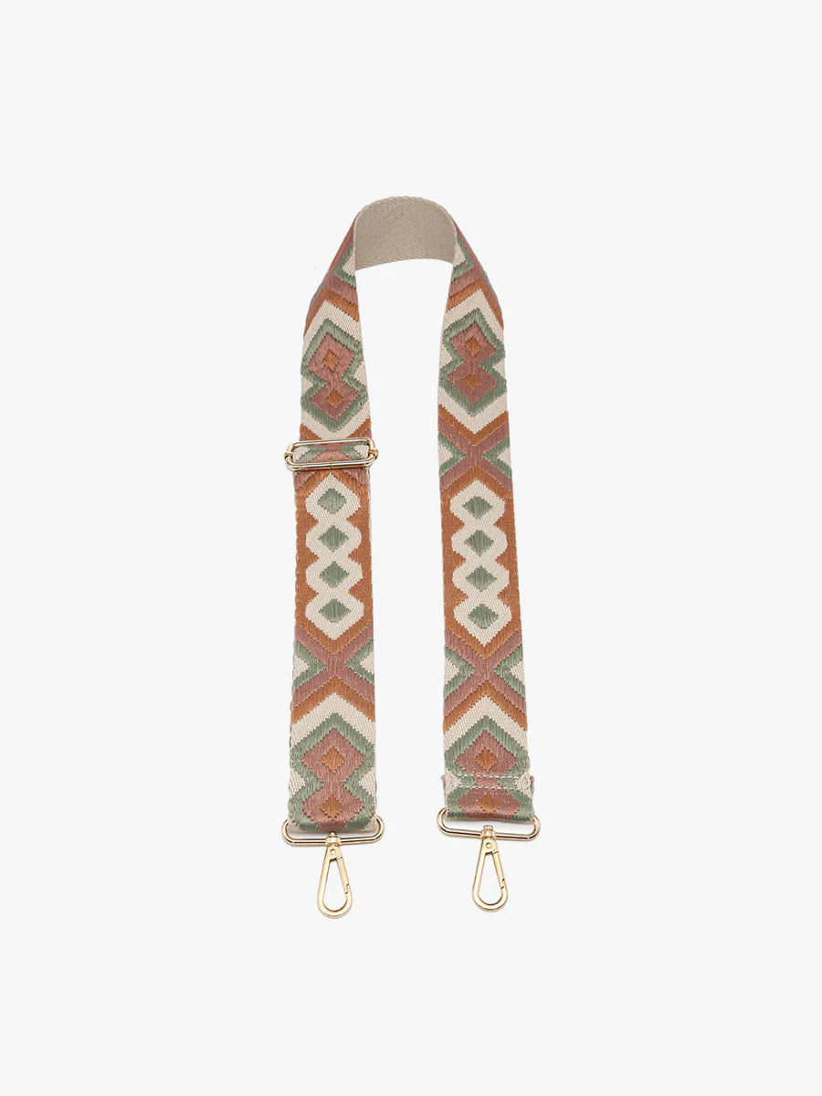 Jen & Co Guitar (Purse) Strap - Geometric Camel Sage